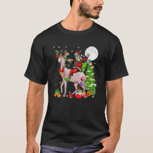 Santa Riding Reindeer Sphynx Cat Christmas Tree O T-Shirt