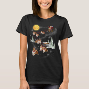 Santa Riding Rough Collie Dog X-mas Pajama Family T-Shirt