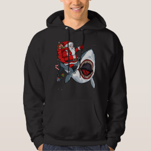 Santa Riding Shark Christmas Pajama Cute Ocean Ani Hoodie