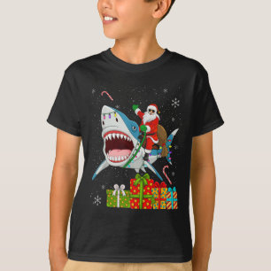 Santa Riding Shark Christmas Pajama Cute Ocean Ani T-Shirt