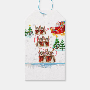 Santa Riding Shih Tzu Reindeer Christmas Gift Tags