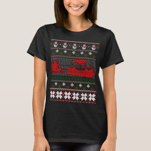 Santa Riding Sleigh Boating Outdoors Christmas Ugl T-Shirt