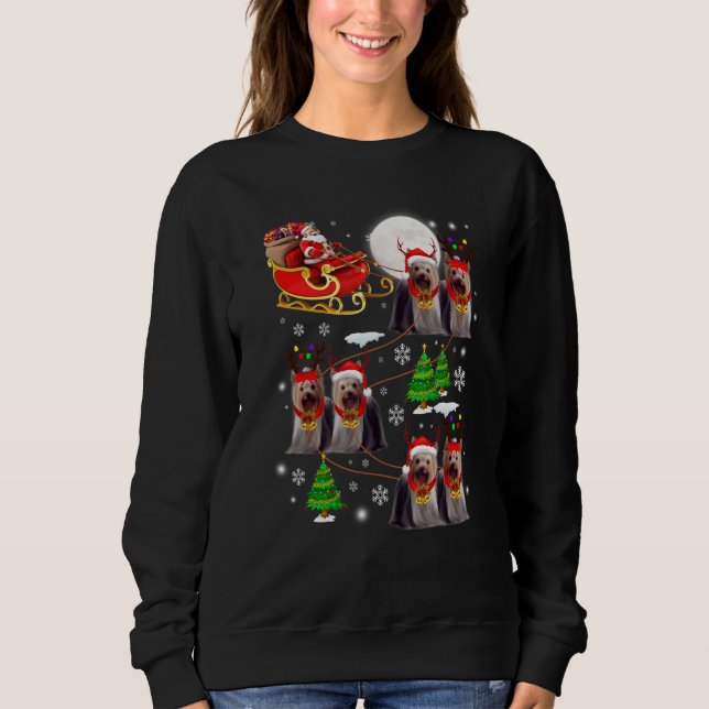 Santa Riding Sleigh Yorkshire Terrier Christmas Re Sweatshirt (Front)