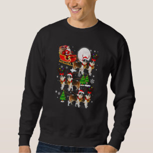 Santa Riding St Bernard Sleigh Christmas Santa Rei Sweatshirt