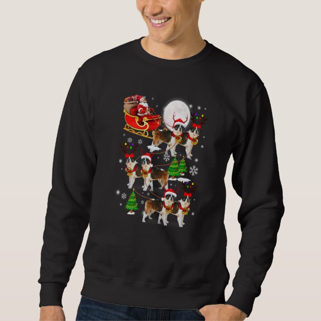 Santa Riding St Bernard Sleigh Christmas Santa Rei Sweatshirt (Front)