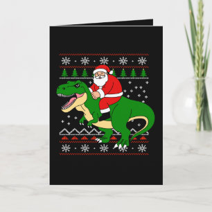 Santa Riding T Rex Christmas Dinosaur Ugly Xmas Card