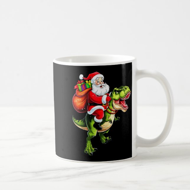 Santa Riding T Rex Christmas Funny Xmas Kids Boys  Coffee Mug (Right)