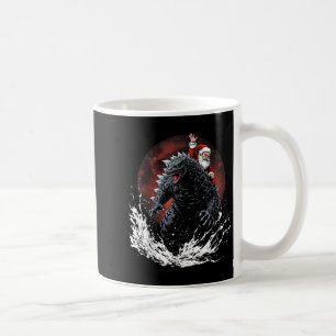 Santa Riding The Japanese Monster Kaiju For Christ Coffee Mug