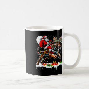 Santa Riding Tiger Reindeer Xmas Wild Animal Lover Coffee Mug