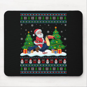 Santa Riding Toucans Tree Lights Ugly Christmas Sw Mouse Pad