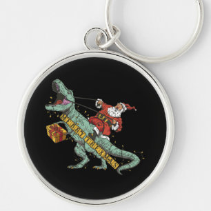 Santa Riding Trex - Merry Trexmas Key Ring