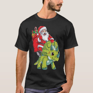 Santa Riding Triceratops Dinosaur Christmas Boys K T-Shirt