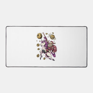 Santa Riding Unicorn In Space Christmas T-Shirt Desk Mat
