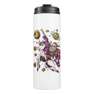 Santa Riding Unicorn In Space Christmas T-Shirt Thermal Tumbler