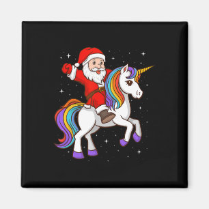 Santa Riding Unicorn Mystical Animal Xmas Magical Magnet