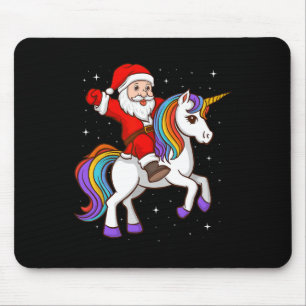 Santa Riding Unicorn Mystical Animal Xmas Magical Mouse Pad