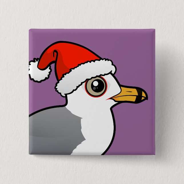 Santa Ring-billed Gull 15 Cm Square Badge (Front)