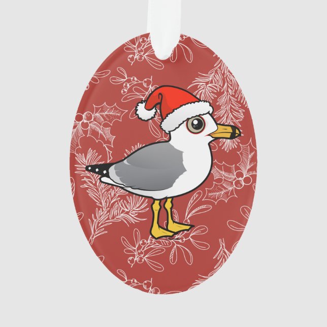 Santa Ring-billed Gull Ornament (Back)