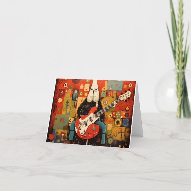 Santa Rock and Roll Holiday Greeting Card (Front)