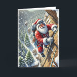 Santa Rock Climbing in Mountains Christmas Card<br><div class="desc">This Christmas card is perfect for the rock climber during the holidays!</div>