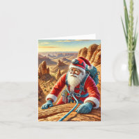 Santa Rock Climbing in Southwest Christmas Card
