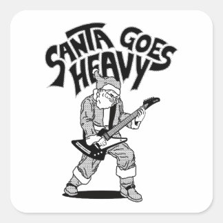 Santa Rocker Black and White Square Sticker