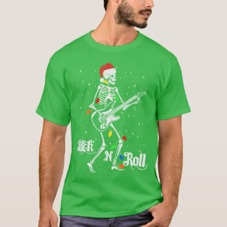Santa Rocker Skeleton Rock N Roll gift T-Shirt