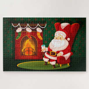 Santa Rocking by the Fireplace Jigsaw Puzzle