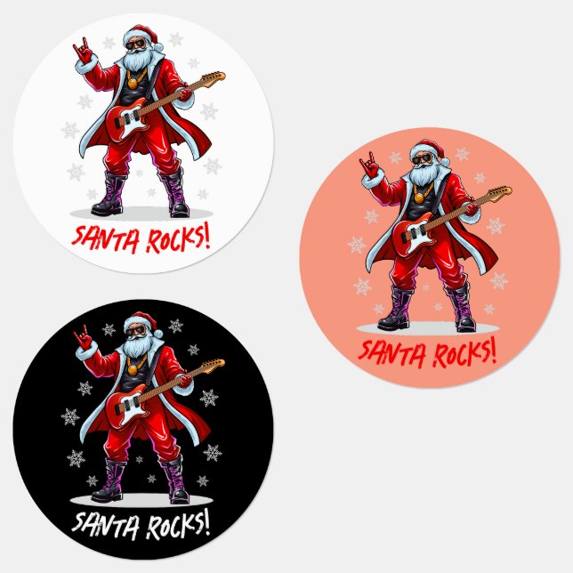 Santa Rocks! Funny Santa Claus playing guitar (Group)