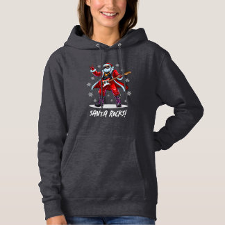 Santa Rocks! Funny Santa Claus playing guitar Hoodie