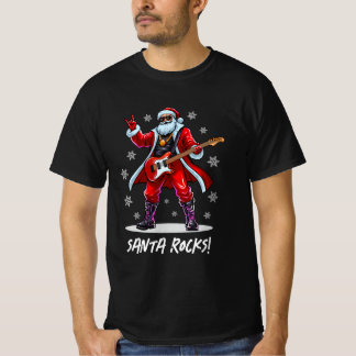Santa Rocks! Funny Santa Claus playing guitar T-Shirt