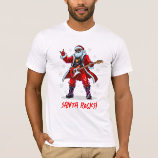 Santa Rocks! Funny Santa Claus playing guitar T-Shirt