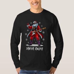 Santa Rocks! Funny Santa Claus playing guitar T-Shirt