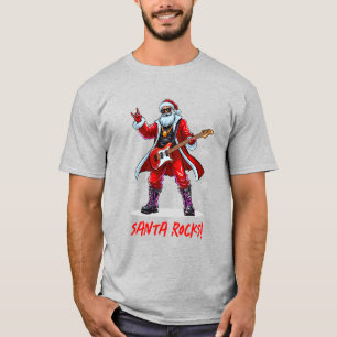 Santa Rocks! Funny Santa Claus playing guitar T-Shirt
