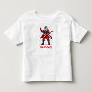 Santa Rocks! Funny Santa Claus playing guitar Toddler T-Shirt