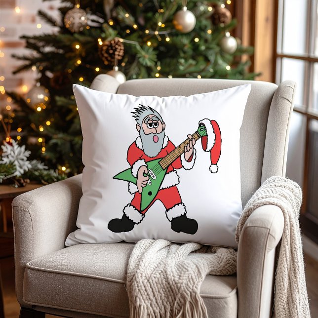 Santa Rocks Guitar Funny Christmas Cushion (Creator Uploaded)
