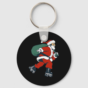 Santa Roller Skating Fun Christmas Skater Kids Boy Key Ring