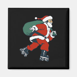 Santa Roller Skating Fun Christmas Skater Kids Boy Magnet