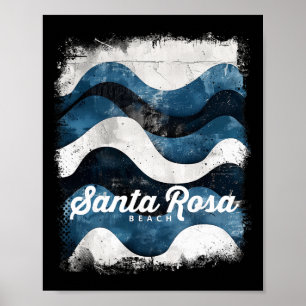 Santa Rosa Beach Fl Florida Vintage Surfing Ocean  Poster