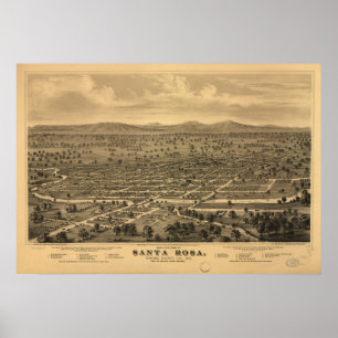 Santa Rosa California 1876 Panoramic Map Poster