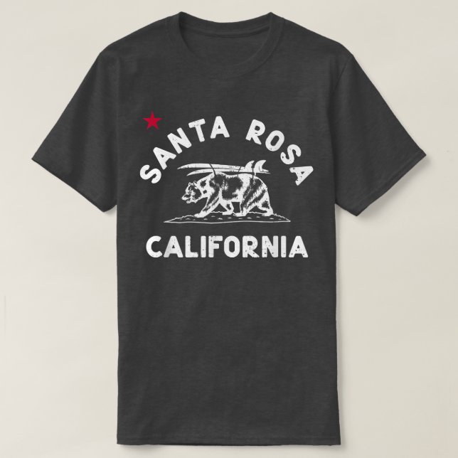 Santa Rosa California Beach Flag Bear Surf CA Vint T-Shirt (Design Front)