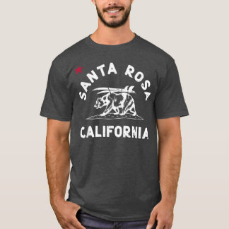 Santa Rosa California Beach Flag Bear Surf CA Vint T-Shirt
