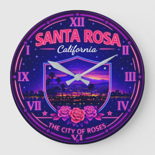 Santa Rosa California City of Roses Large Clock