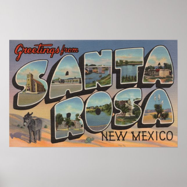 Santa Rosa, New Mexico - Large Letter Scenes Poster (Front)