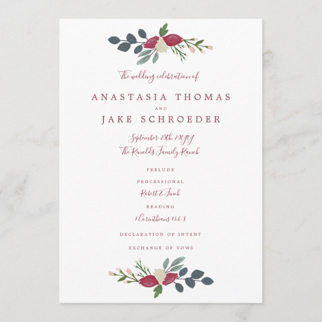 Santa Rosa Wedding Program (Front)