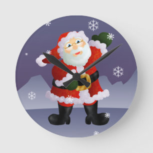 Santa Round Clock