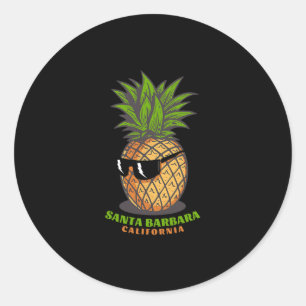 Santa Rra California Ca Pineapple Sungles Vacation Classic Round Sticker