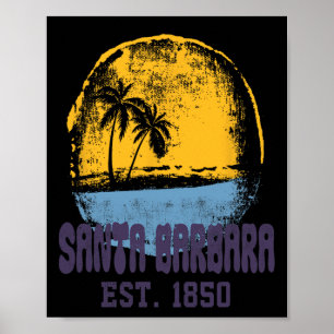 Santa Rra California Retro Surfer Vintage Beach Me Poster
