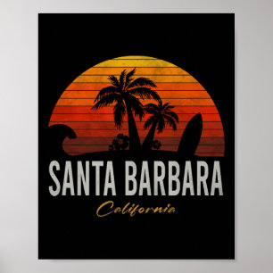 Santa Rra California Retro Surfer Vintage Beach Me Poster