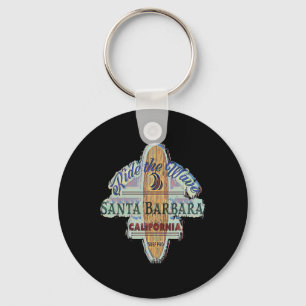 Santa Rra Surfing Distressed Vintage Retro Surfboa Key Ring